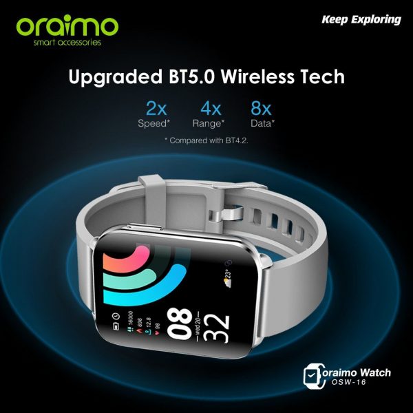 Silver Edition Oraimo Watch 1.69 Ips Screen Ip68 Waterproof Smart Watch3 Ukamart