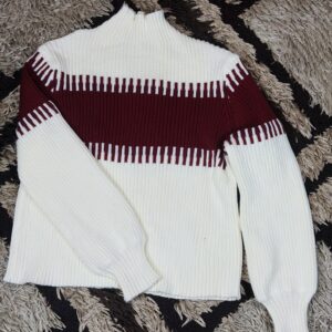 10 to 15 Years Children French Flossy Balon Sleeve Mock Neck Sweater