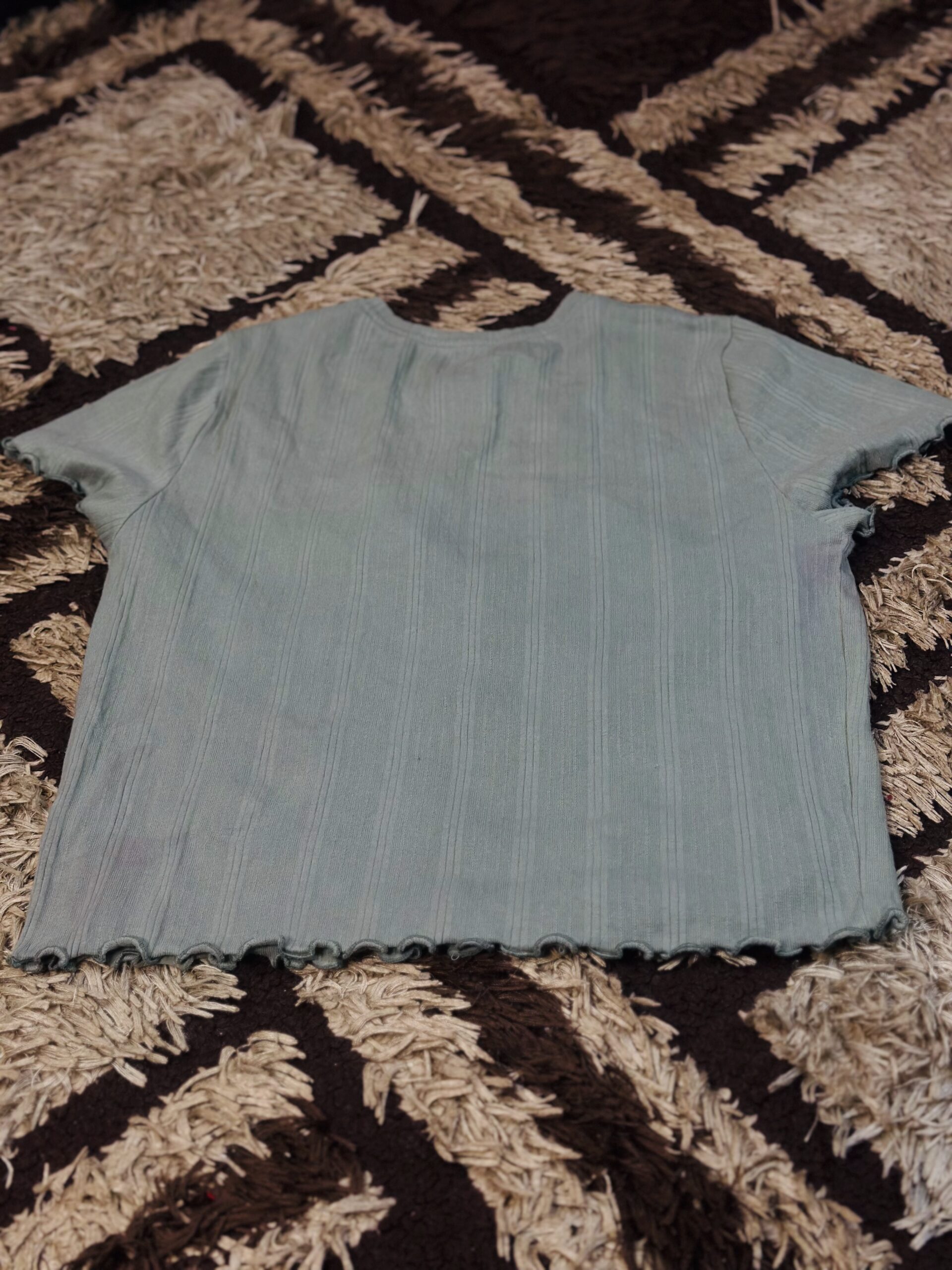 10 to 16 Years Children Olive Green Ribbed Shirt