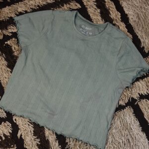 10 to 16 Years Children Olive Green Ribbed Shirt