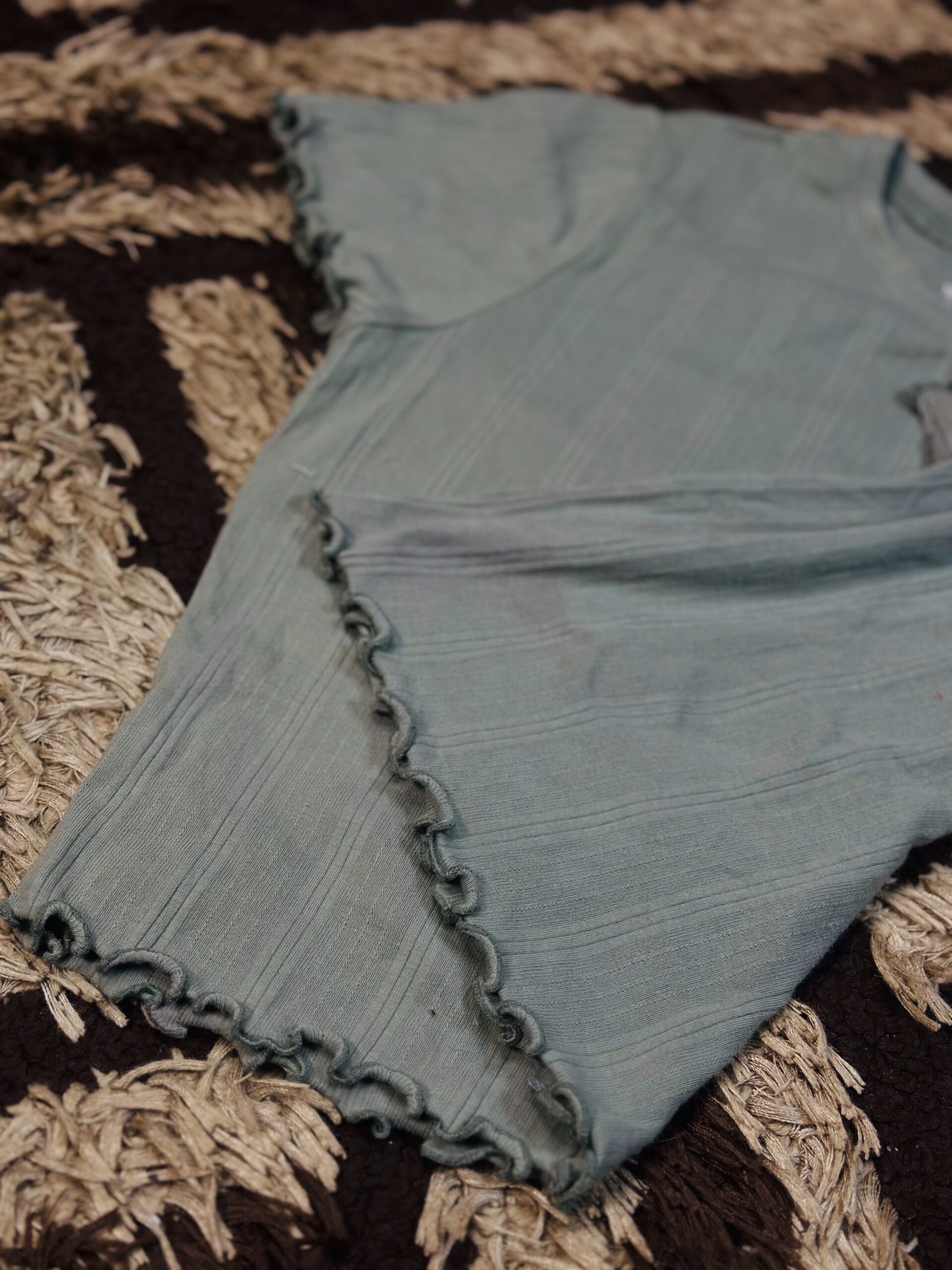 10 to 16 Years Children Olive Green Ribbed Shirt