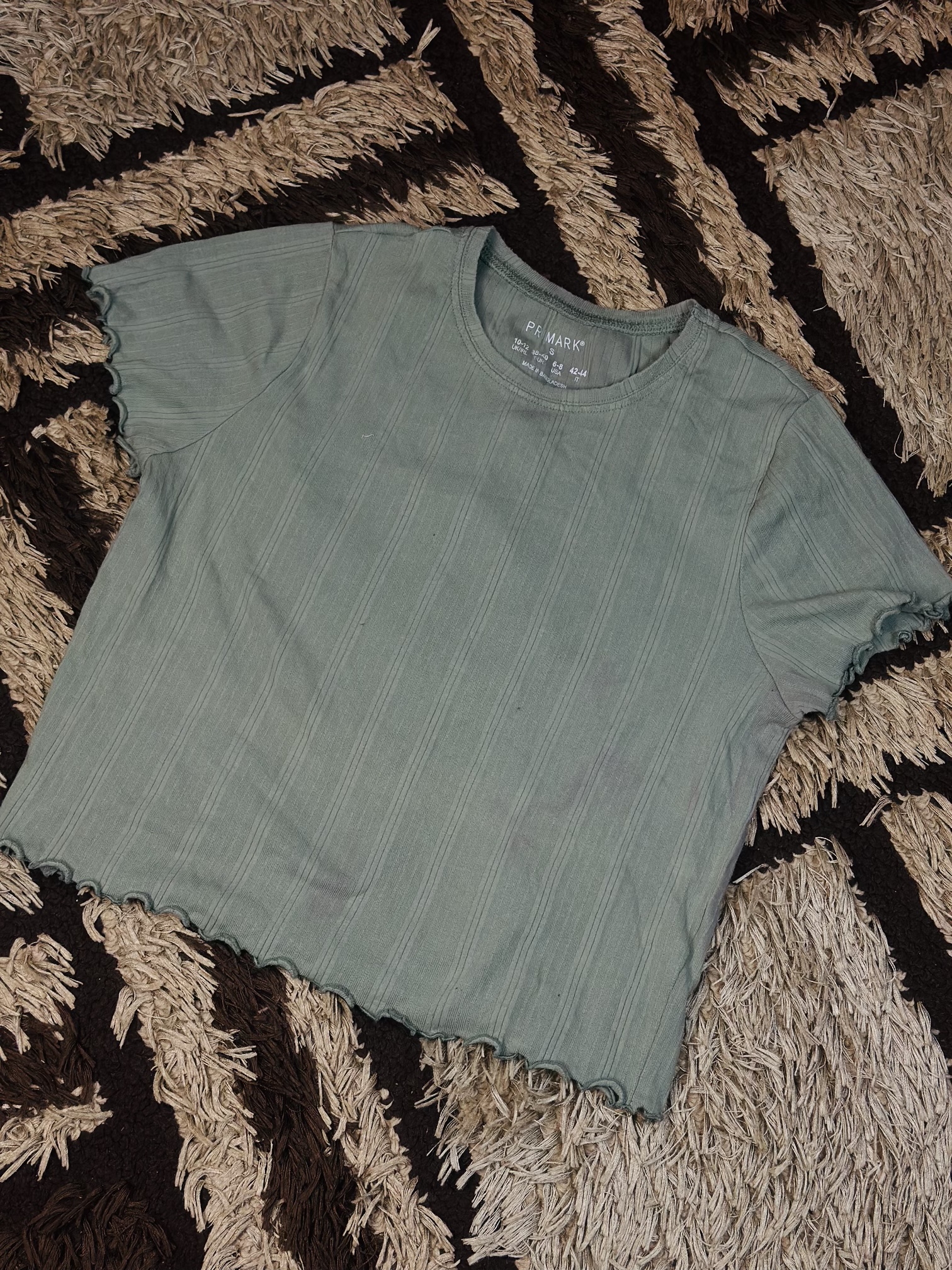 10 to 16 Years Children Olive Green Ribbed Shirt