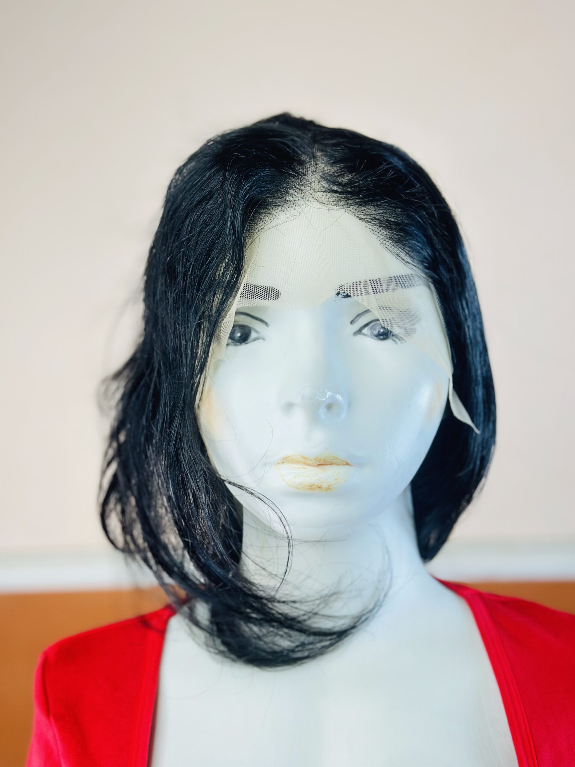 12Inch Black Full Frontal Spiral Curl Hair