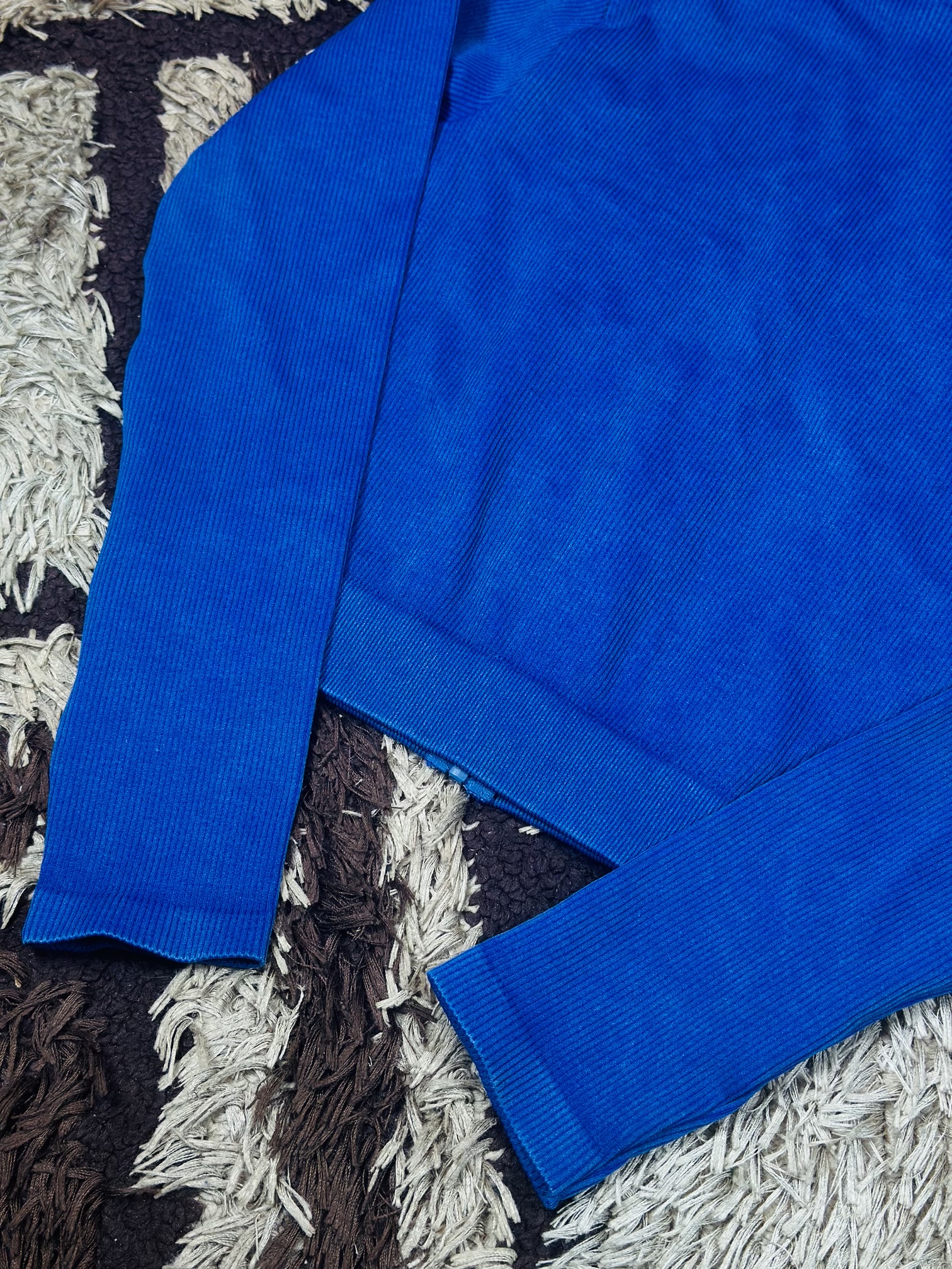 13 to 16 years children blue fall zip high neck knitted sweater