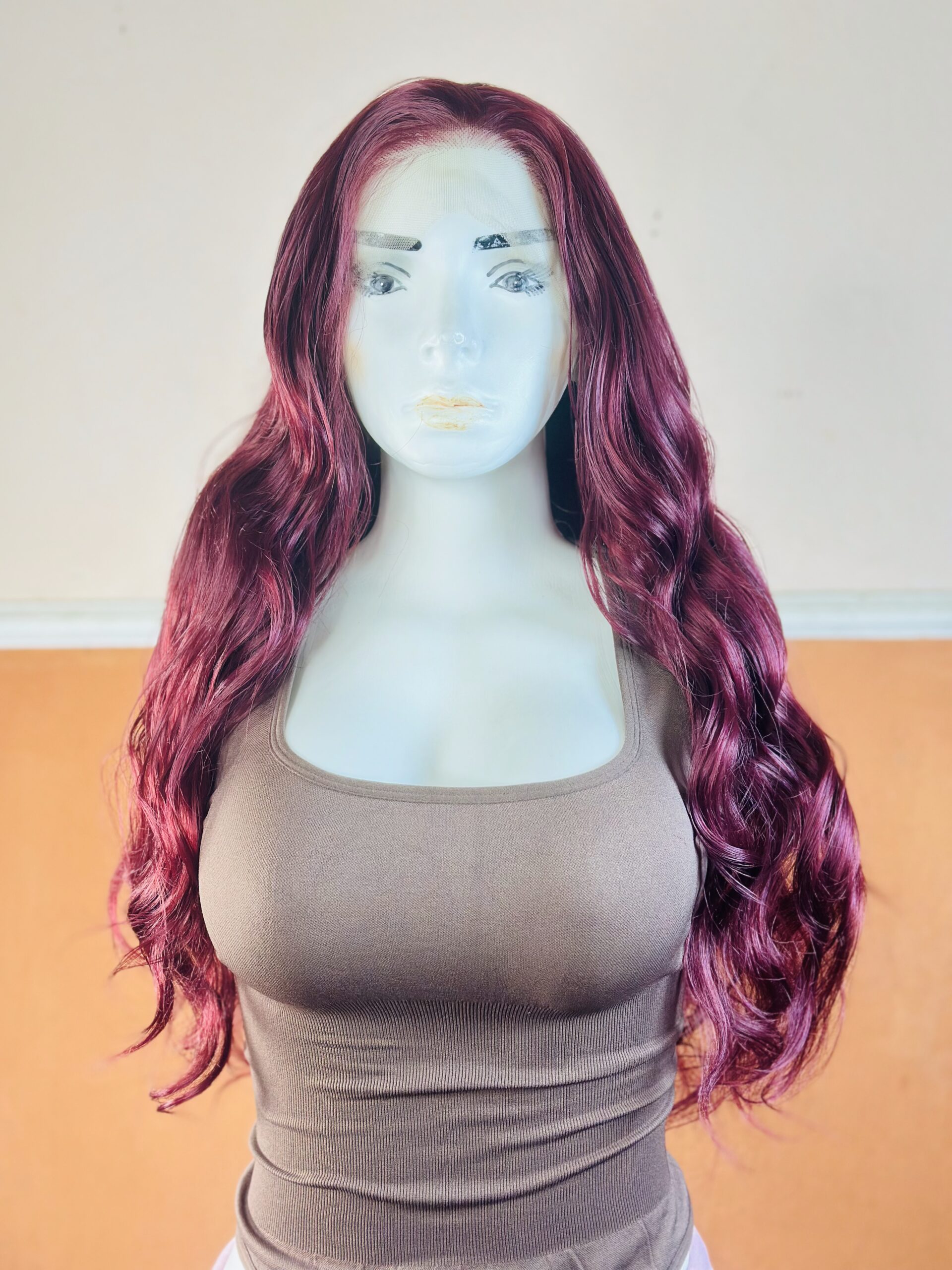 22inch Red Wine Full Lace Curly Wig