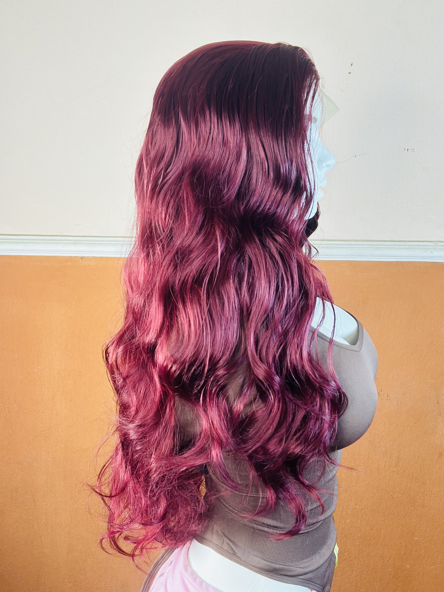 22inch Red Wine Full Lace Curly Wig
