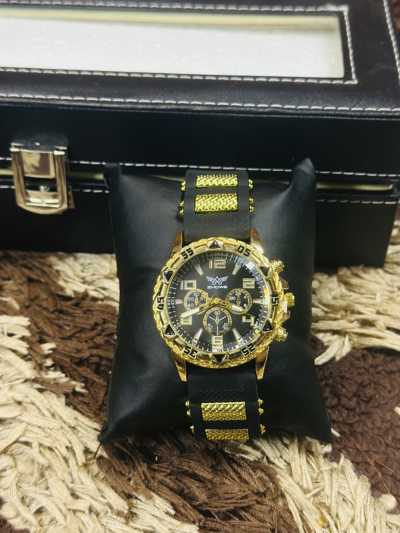 3 Luxury black Gold zhowe Men Quartz wristwatch