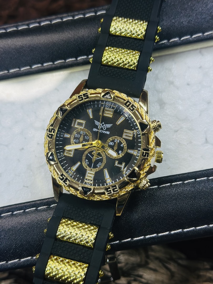 3 Luxury black Gold zhowe Men Quartz wristwatch