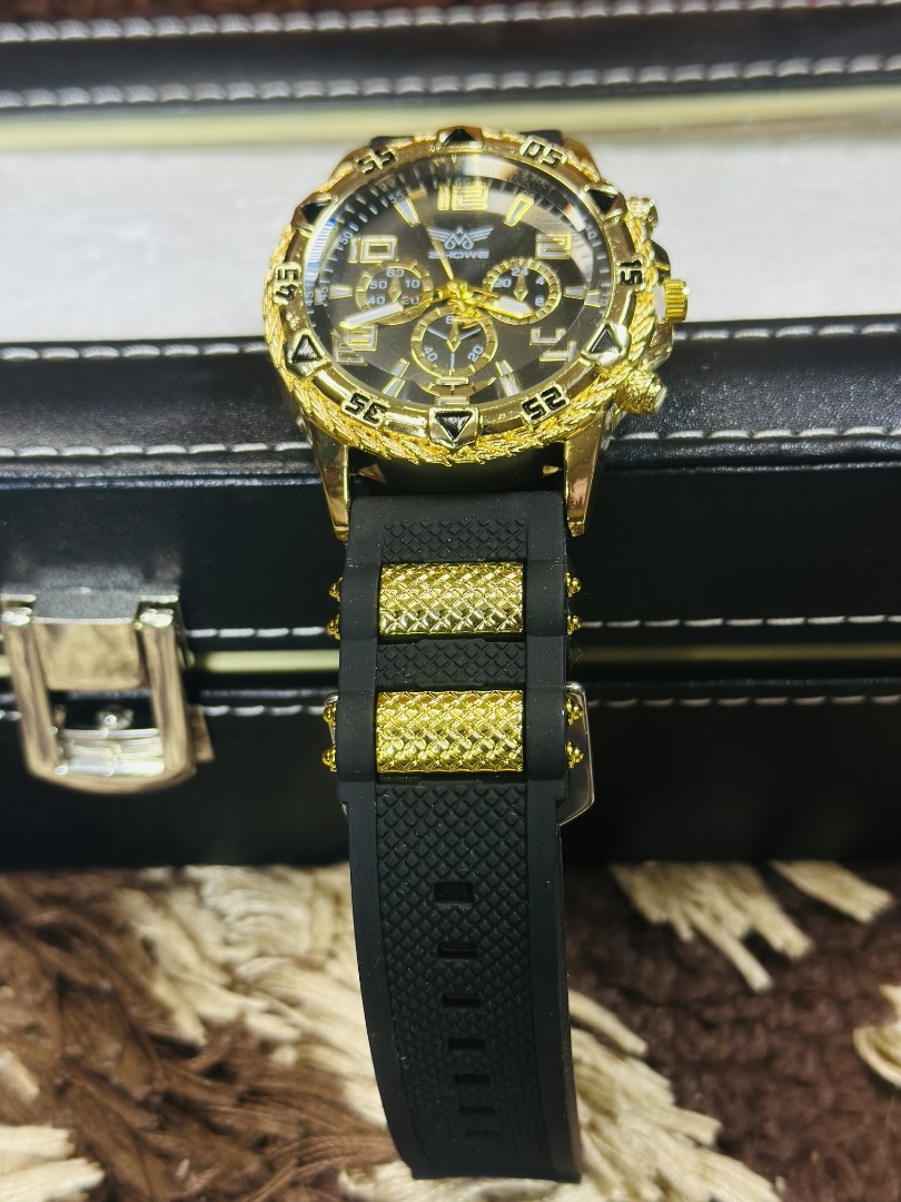 3 Luxury black Gold zhowe Men Quartz wristwatch