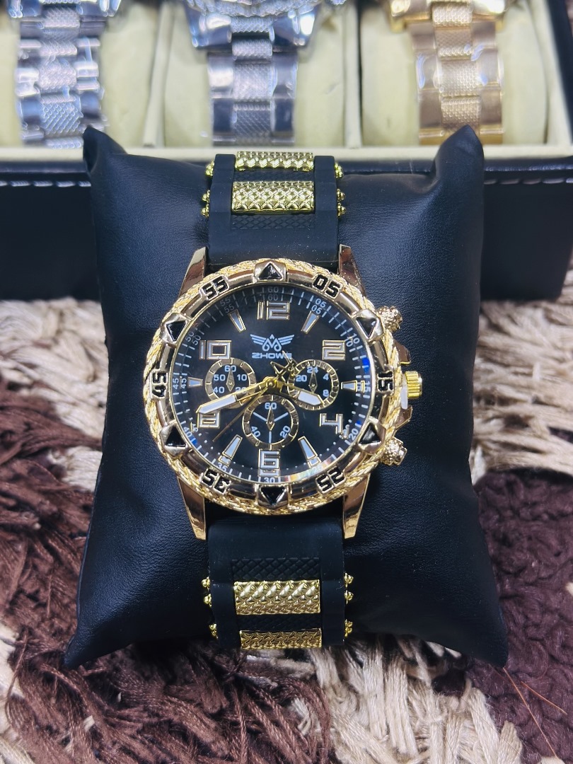 3 Luxury black Gold zhowe Men Quartz wristwatch