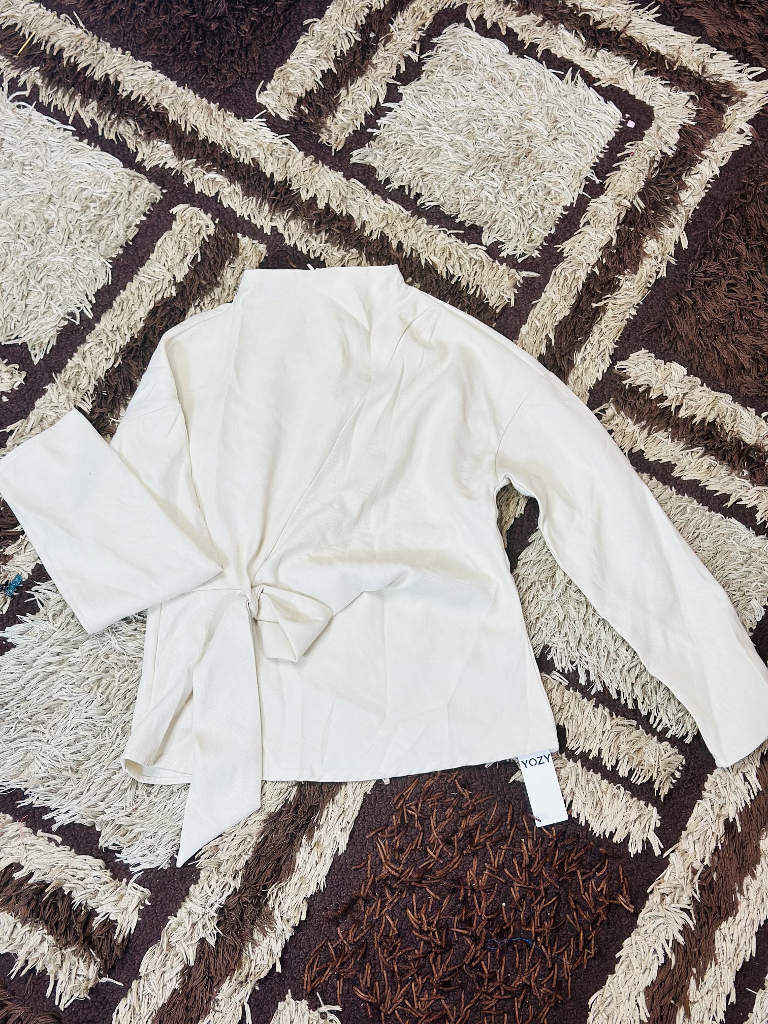 36 Beige Yozy Brand Tie front Jacket