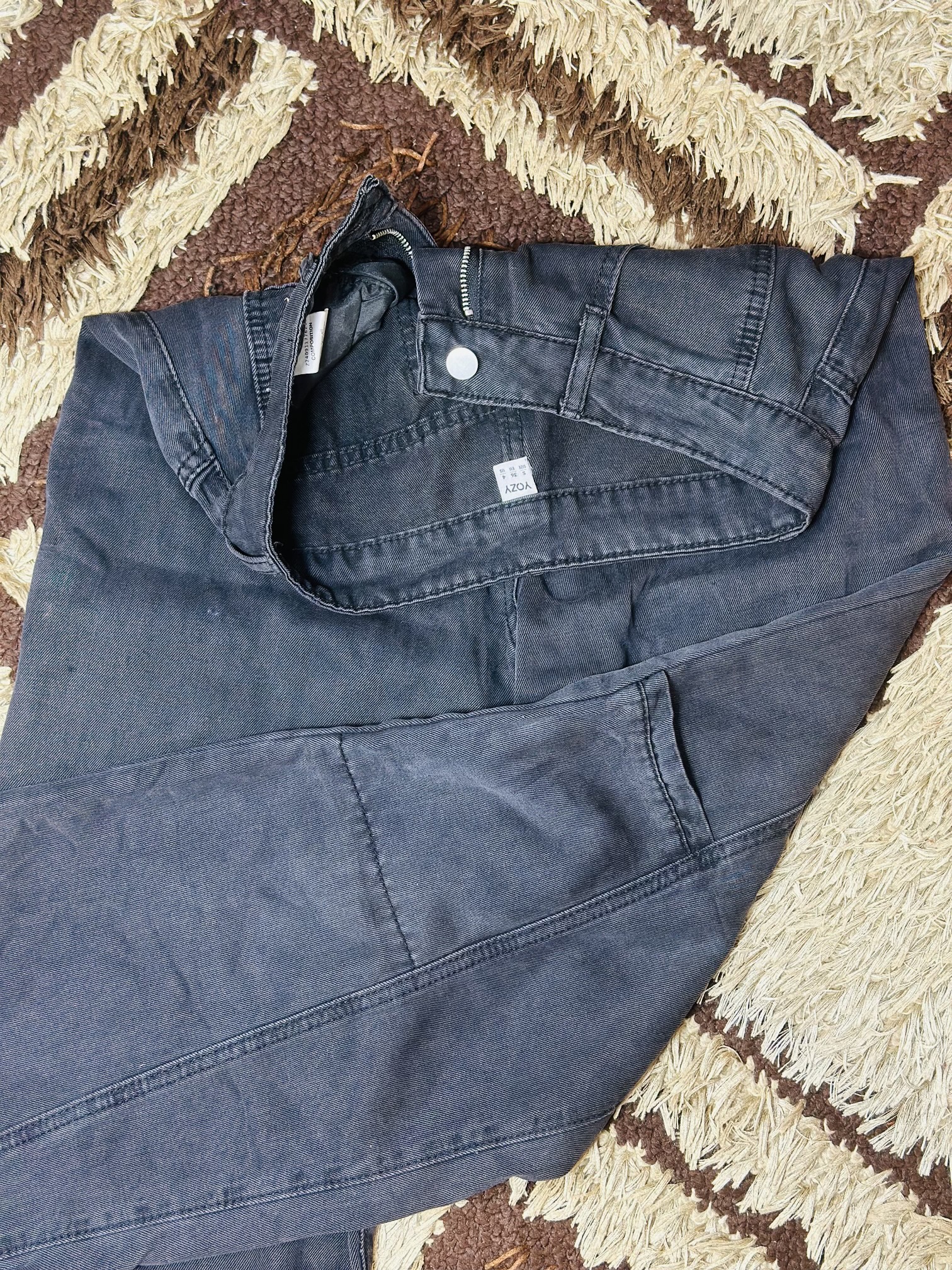 Black Denim Wick Leg Cargon Jeans