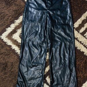 Black Faux Leather Wide Leg Trouser