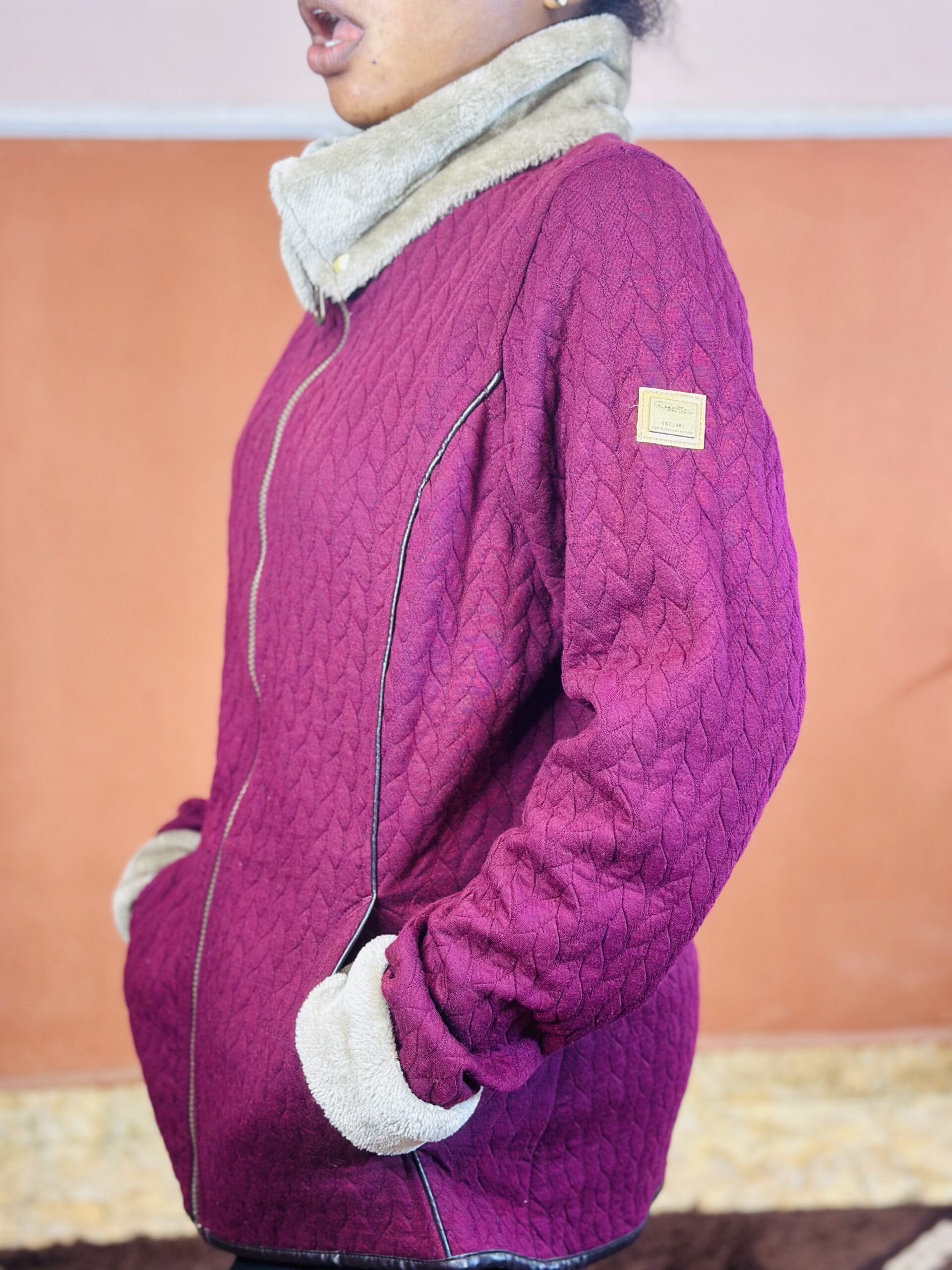 48 Plum Colored Women Knit Fleece Jacket