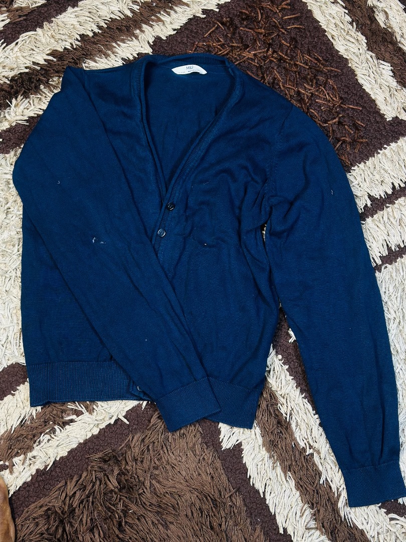 7 to 10 years children blue Uniqio V neck Cardigan wool