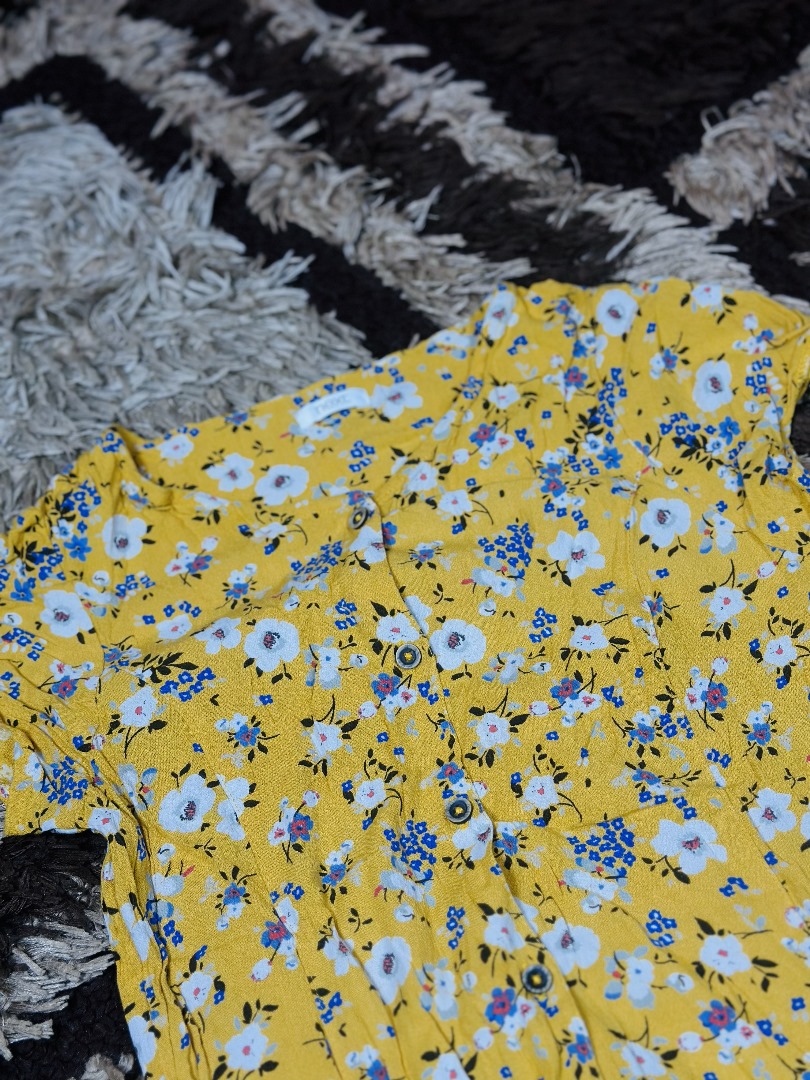 7 to 10 years children yellow flora wrap dress