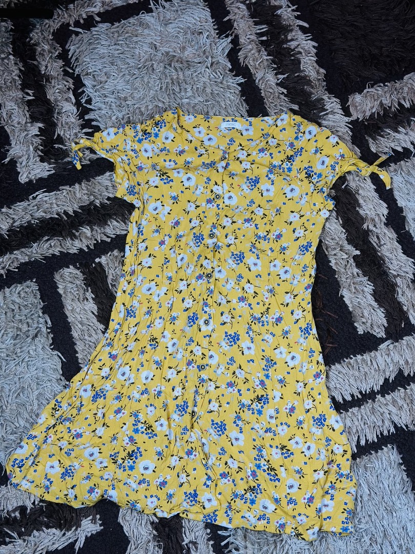 7 to 10 years children yellow flora wrap dress