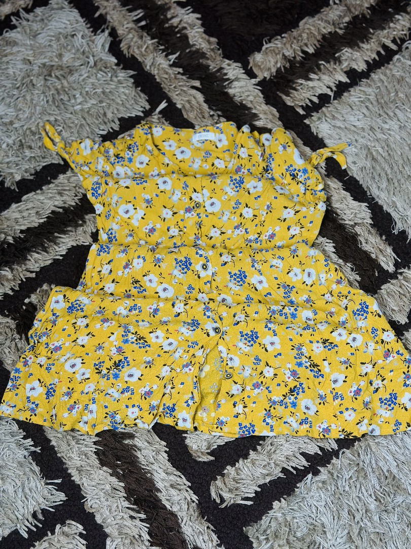 7 to 10 years children yellow flora wrap dress