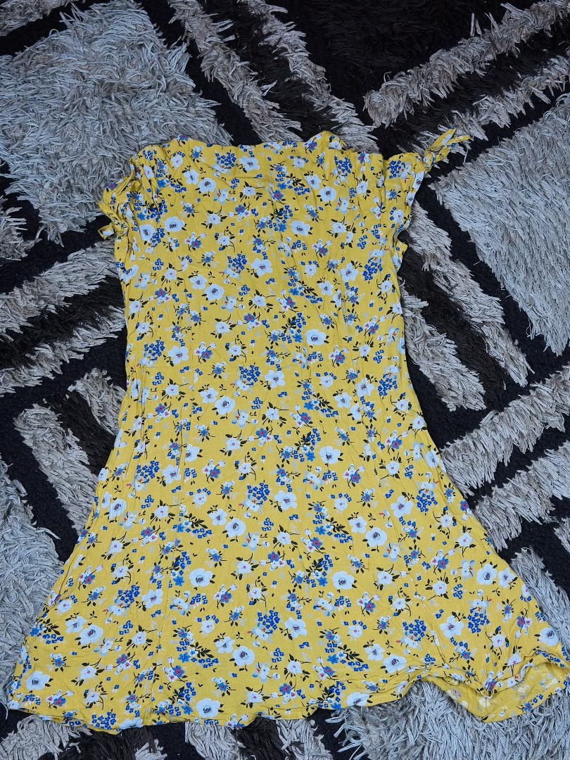 7 to 10 years children yellow flora wrap dress