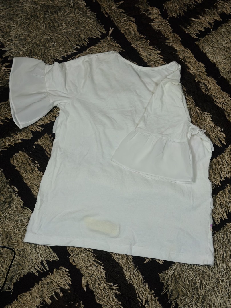 8 to 10 years children tired ruffle white short sleeve top