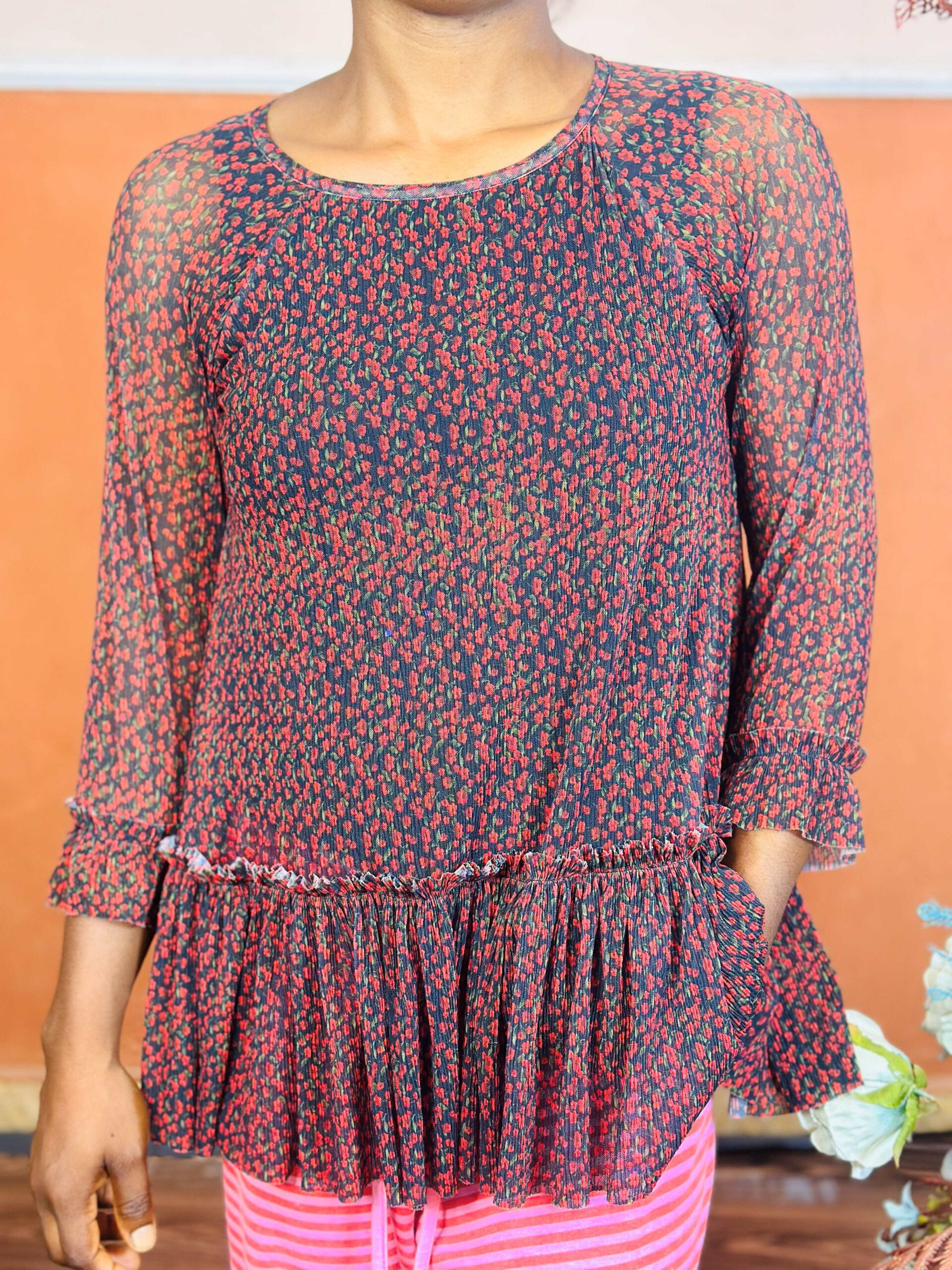 14 to 18 years Whistles Riley Degrade Floral Silk Popover