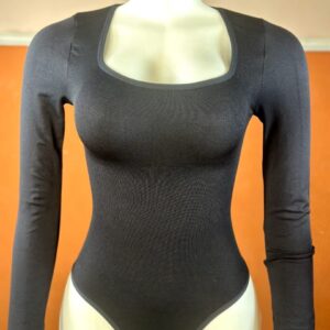 Black Long Sleeve Scoop Neck Bodysuit