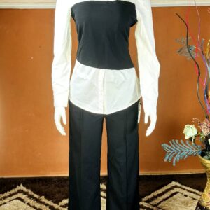 Casual Elegant Black and with Contrast Outfit Women Yozy