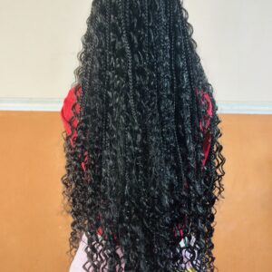 Generic 36inch Box Braided Wig with Boho Curly Ends