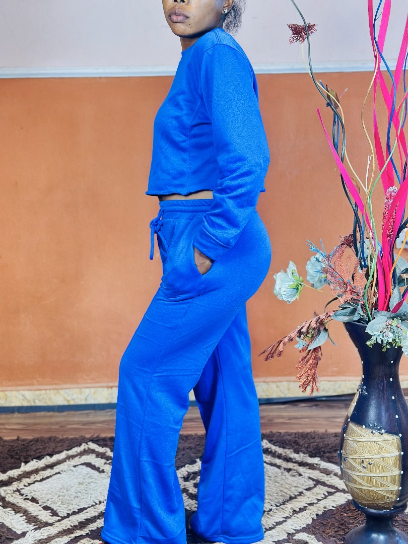 Long Sleeve Crop Top & Straight Leg Pants Sweatsuit