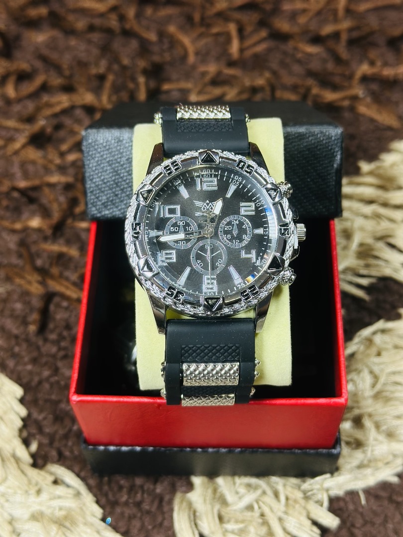 Luxury Silver black zhowe Men Quartz wristwatch