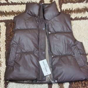 M Smileader Black Puffer Vest with a Stand Collar