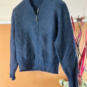 Navy Blue Full Zip Knit Cardigan Sweater