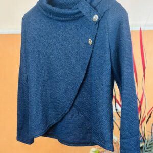 Navy Blue Woomen Knit Wrap Cardigan