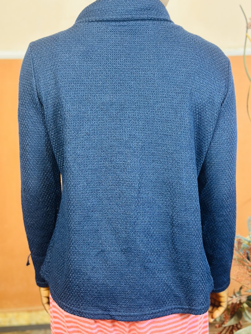 Navy Blue Woomen Knit Wrap Cardigan