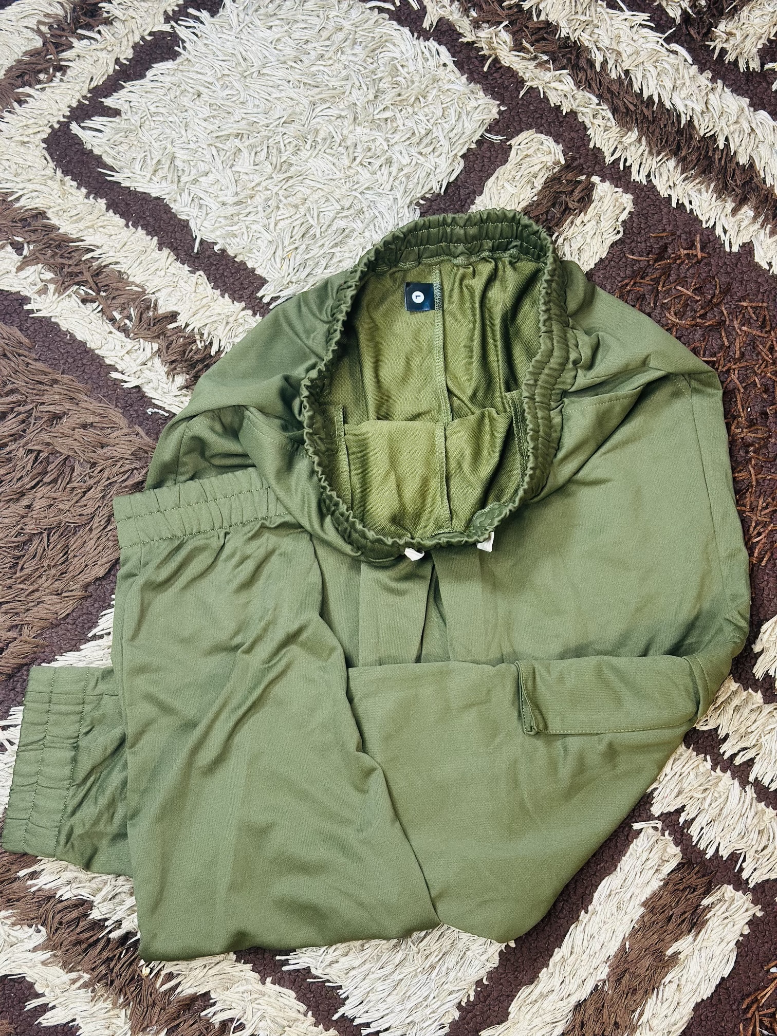 Olive Green Men Cargo Polyester Sport Pants