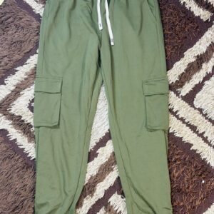 Olive Green Men Cargo Polyester Sport Pants