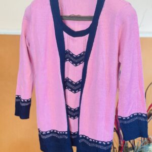 Pink and Blue Open Front Knit cardigan