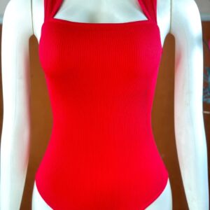 Red High-Cut Bodysuit