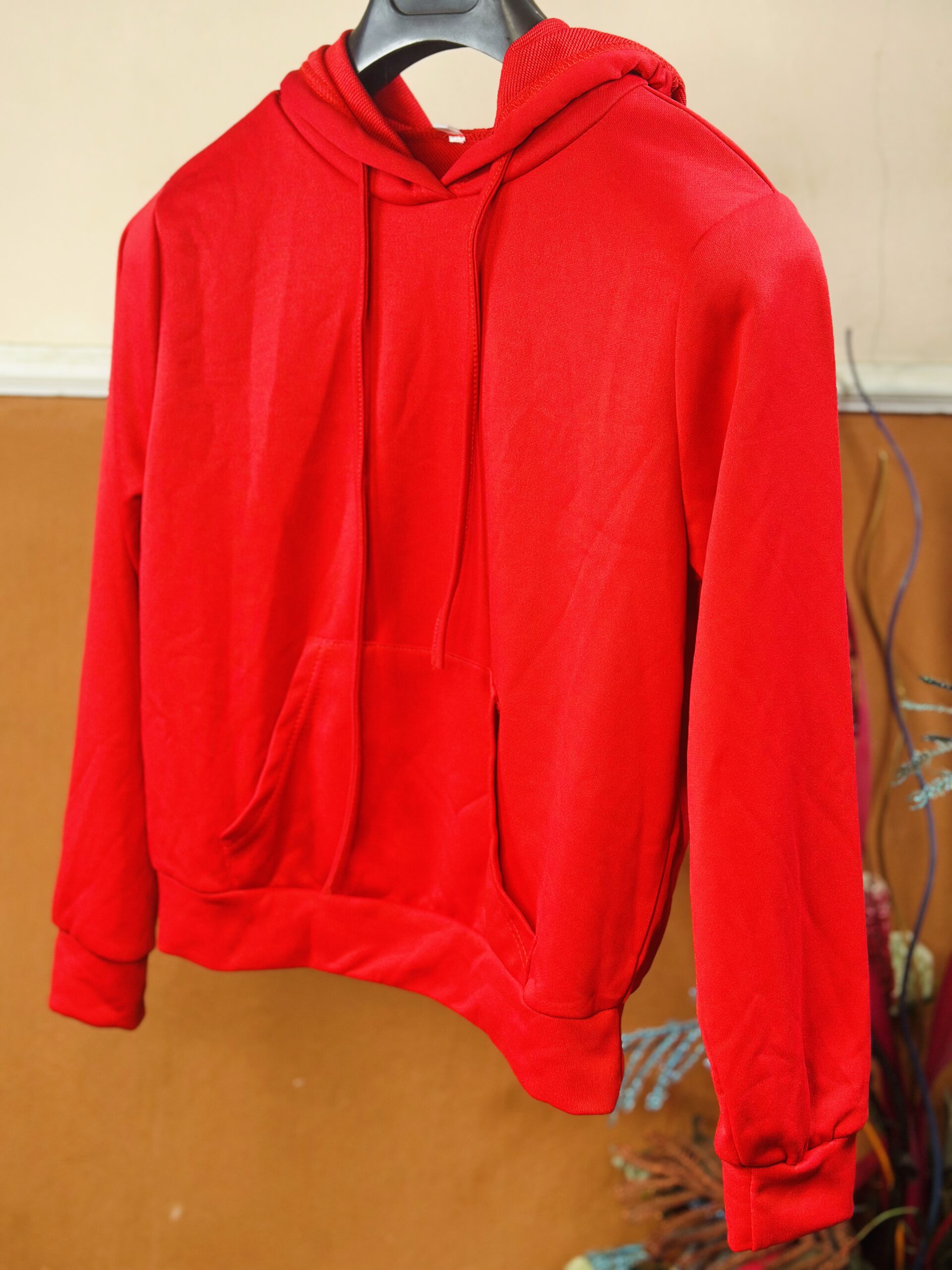 Red Track Suit Plullover Hoodie and Wide Leg Pant