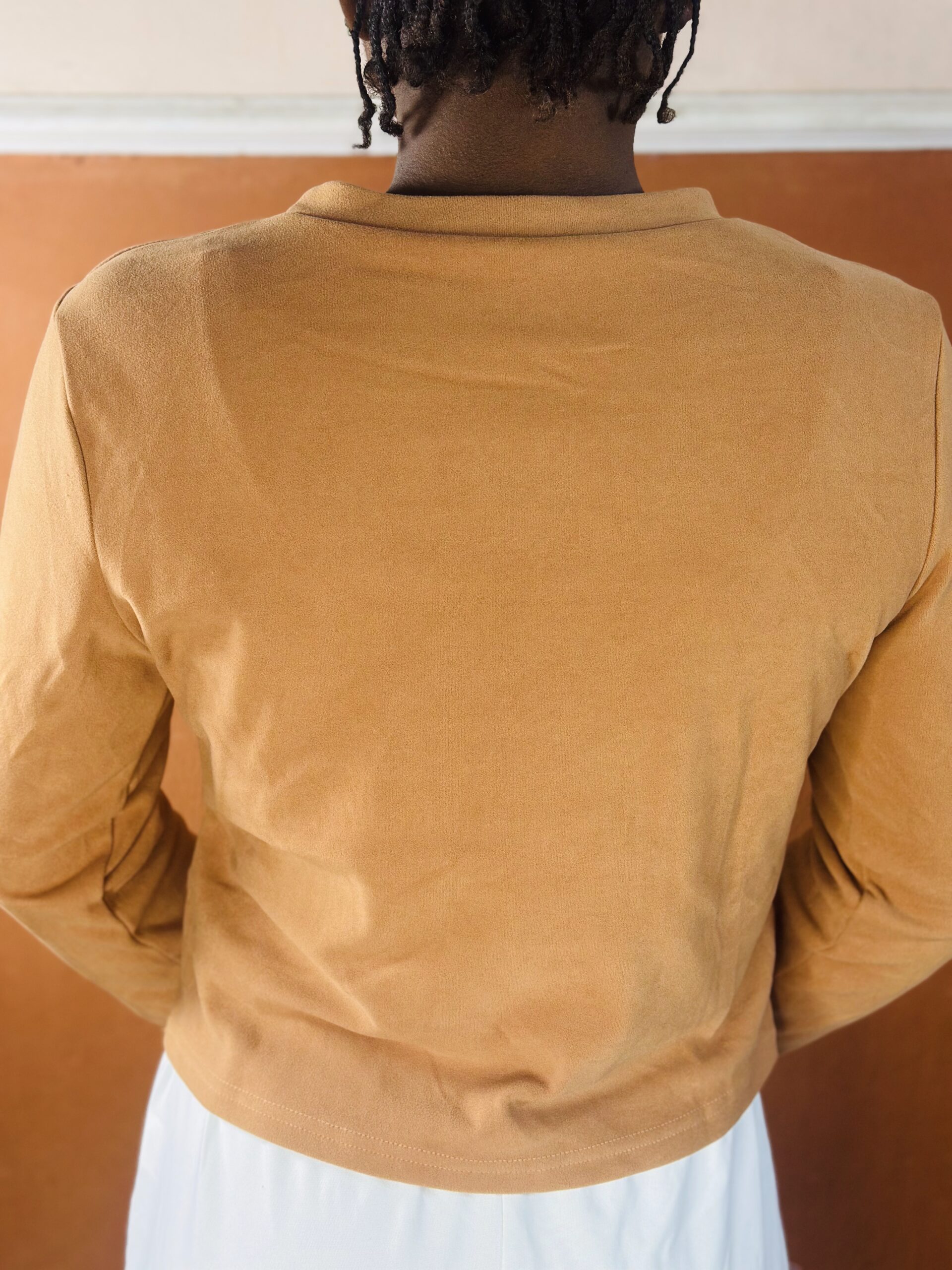 Reiss Sand Edith Jersey Stretch Ruched cropped Top