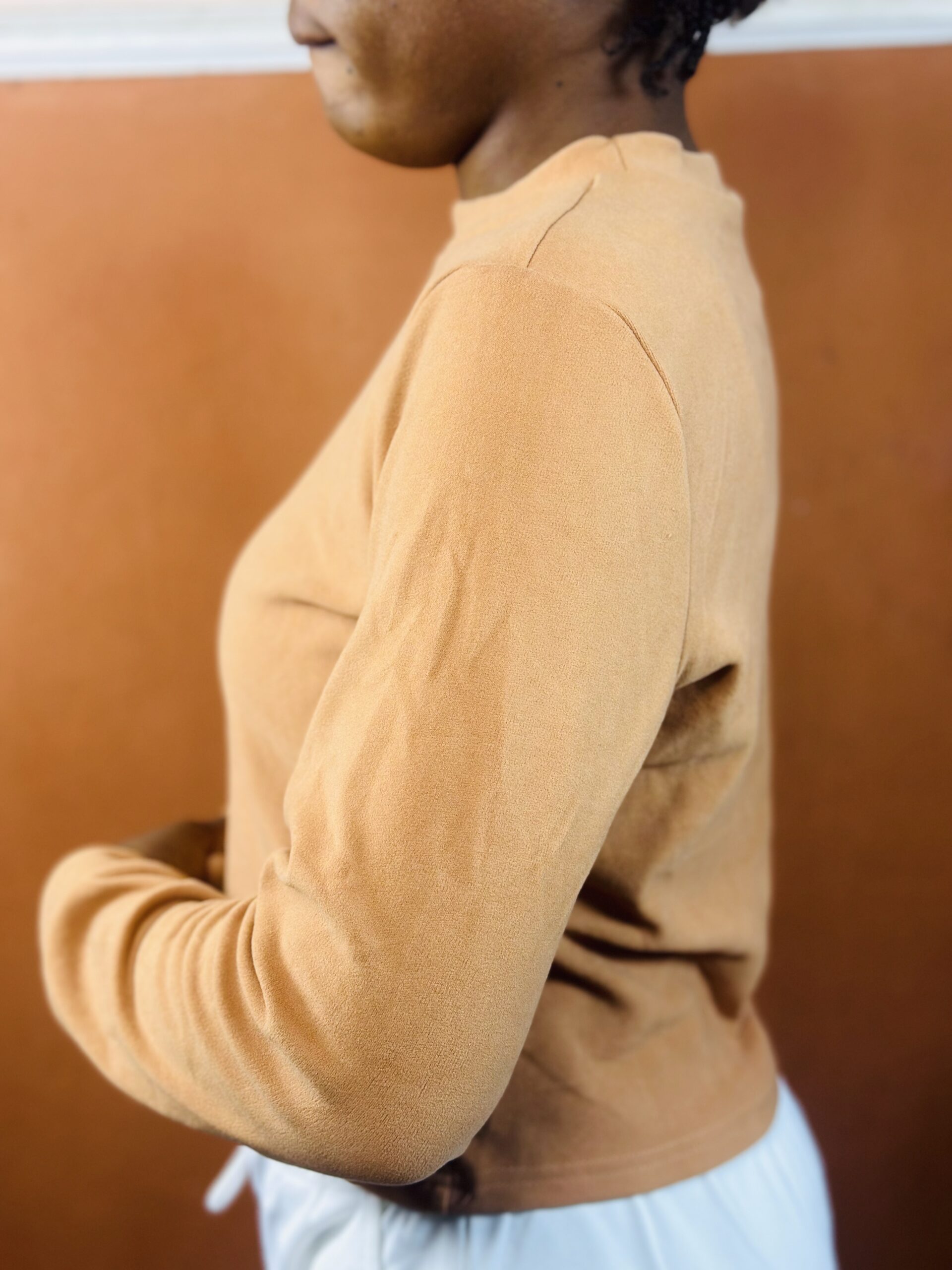 Reiss Sand Edith Jersey Stretch Ruched cropped Top