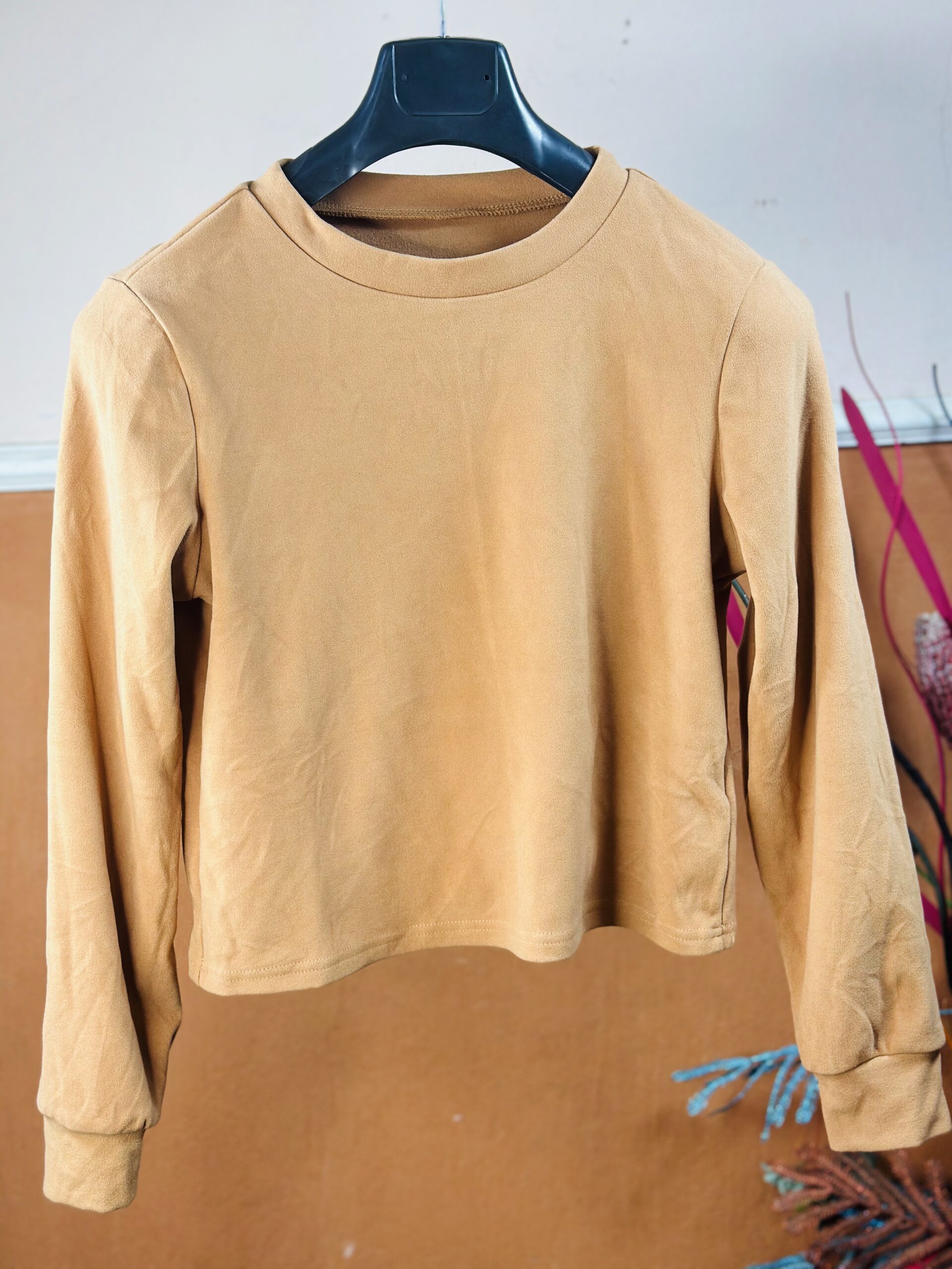 Reiss Sand Edith Jersey Stretch Ruched cropped Top