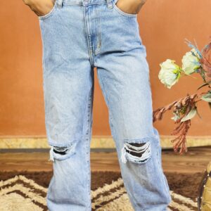 Sky Blue Knee Cut Crazy Jean