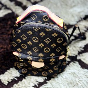 Salgha Brown Monogram Patterned Mini Backpack