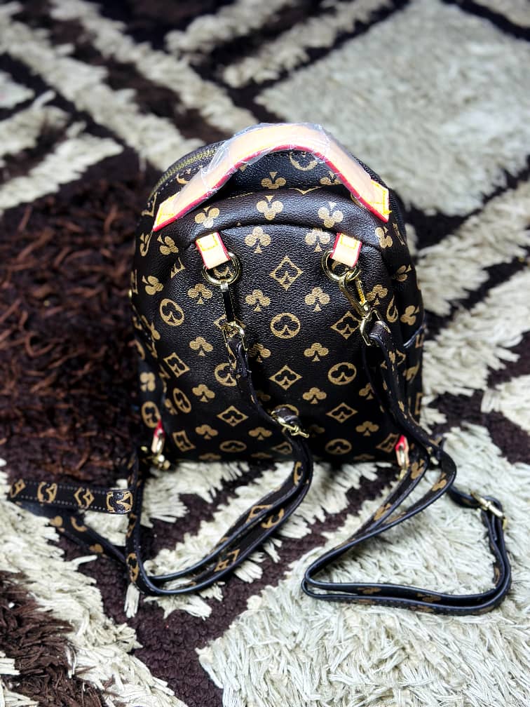 Salgha Brown Monogram Patterned Mini Backpack