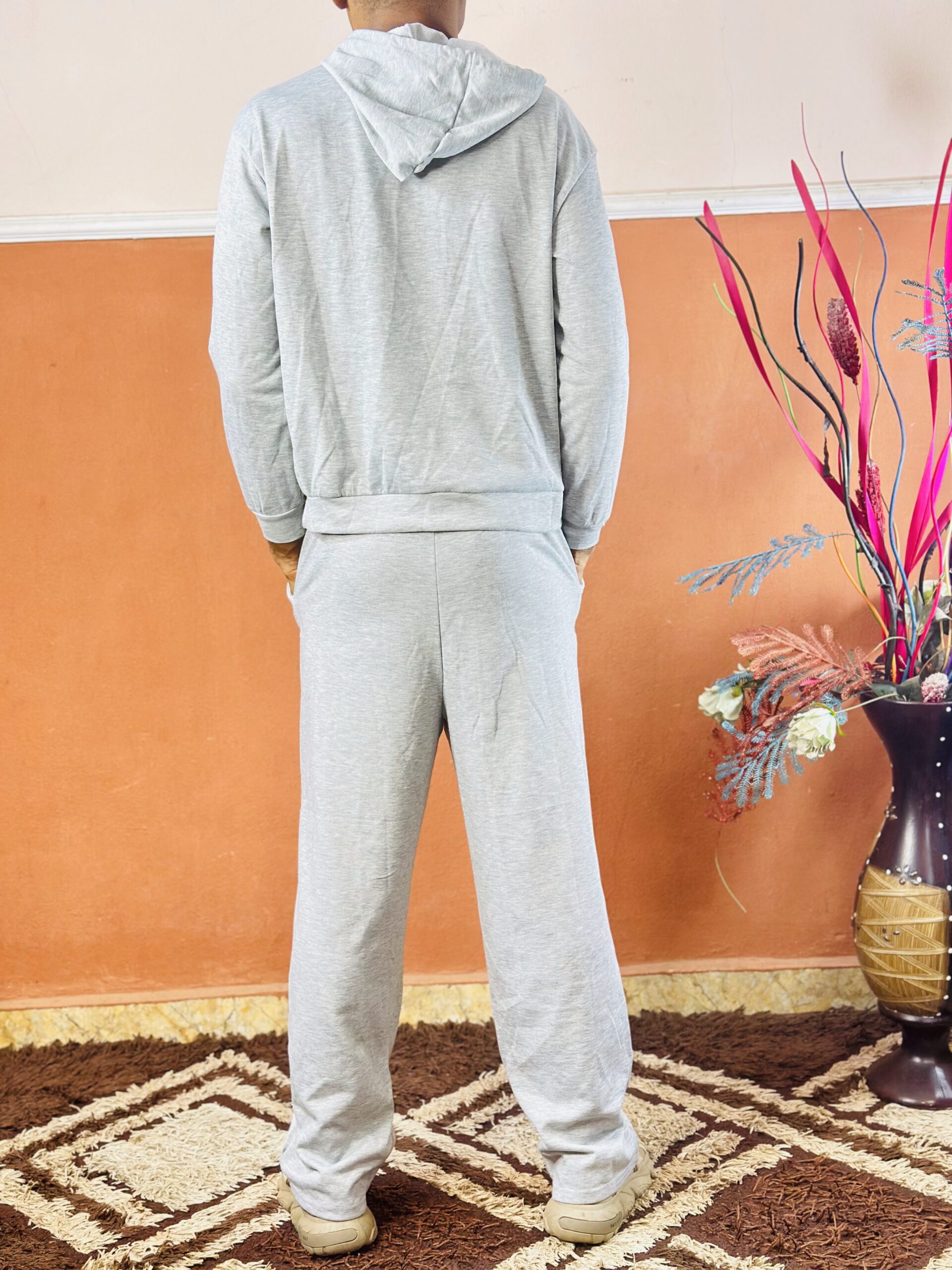 Unisex Grey Cutton Pullover Hoodie Sweater with Joggers
