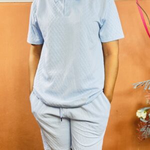 Unisex Sky Blue Polo Shirt and Short