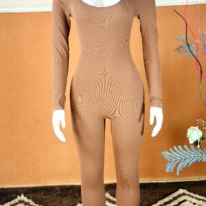 Women Ribbed Square-Neck Jumsuit