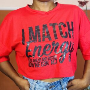 Women Short Sleeve Red Crop Top