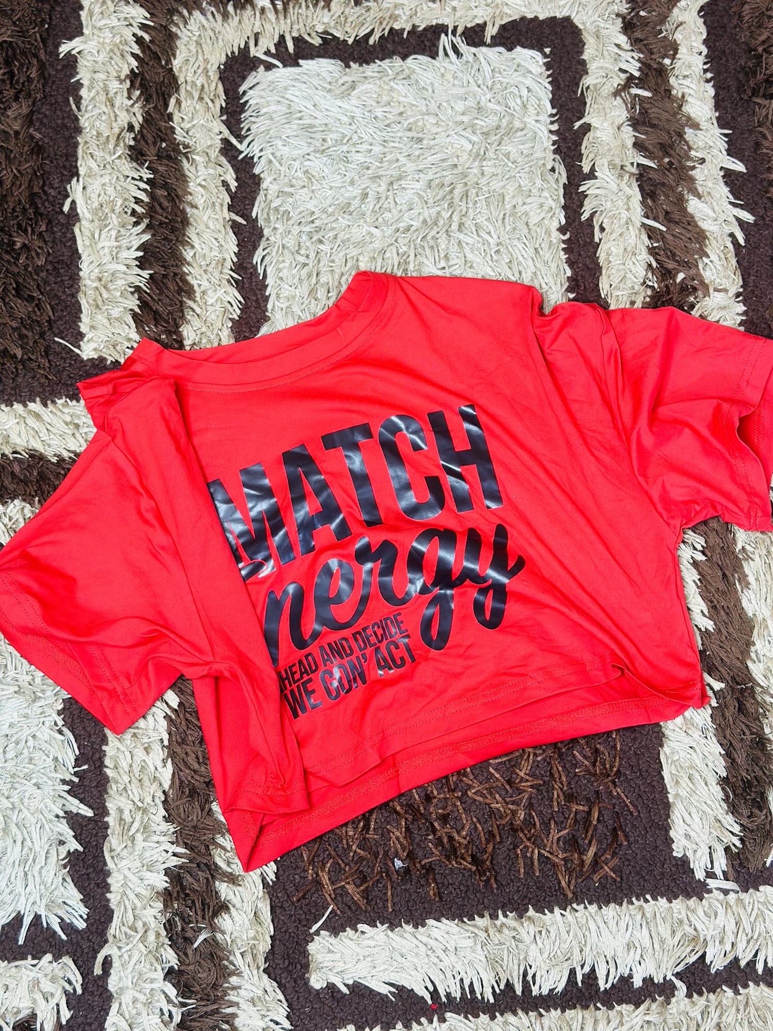 Women Short Sleeve Red Crop Top